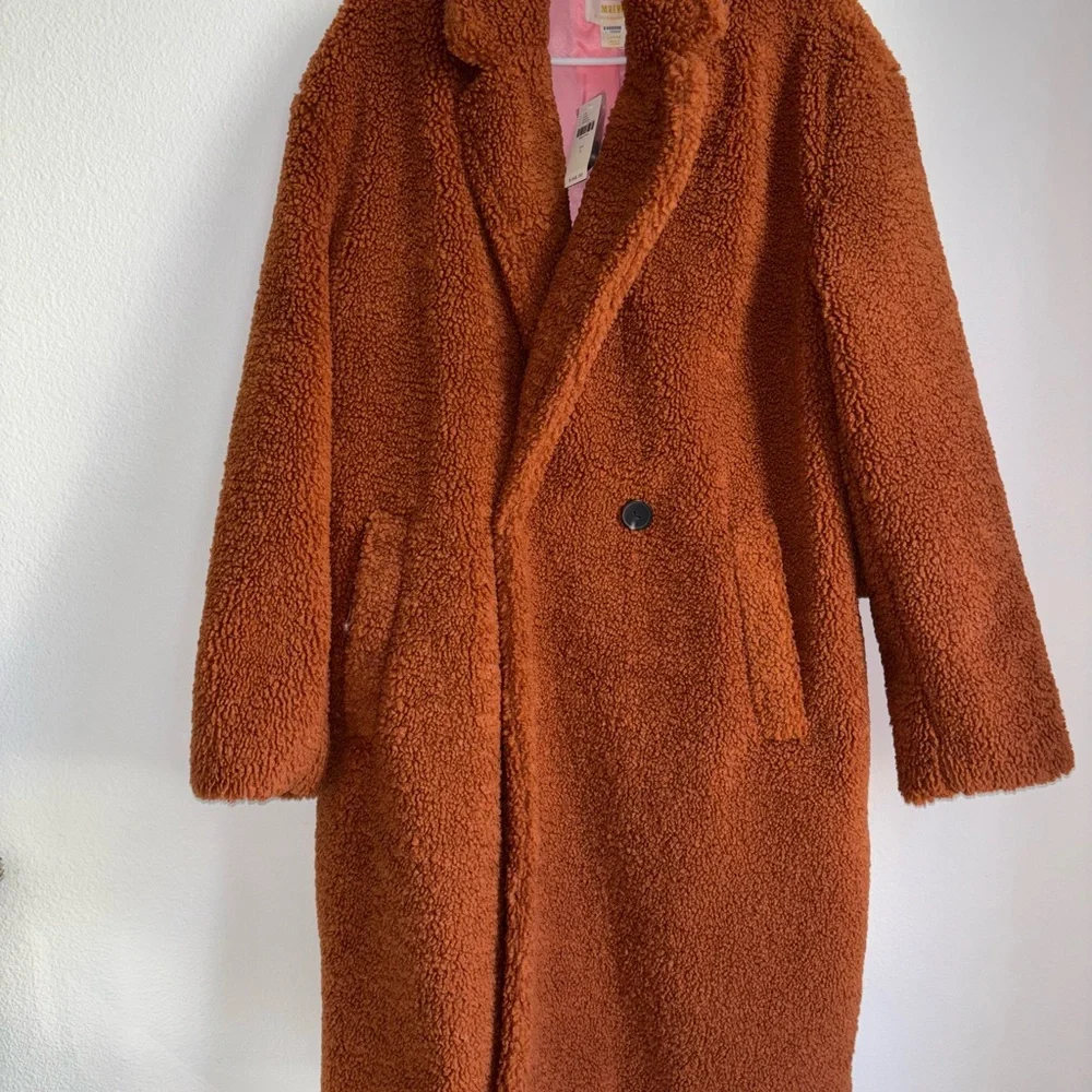 Anthropologie The Silas Sherpa Coat Women's Brown Size L NWT - Picture 6 of 9